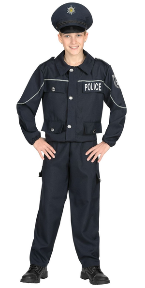 Vestito Carnevale + Accessori  Poliziotto Costume Pistola Manganello Travestimento 5/7 Anni - 0446+2423p+2775p