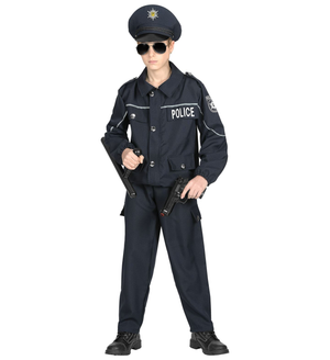 Vestito Carnevale + Accessori  Poliziotto Costume Pistola Manganello Travestimento 8/10 Anni - 0446+2423p+2775p