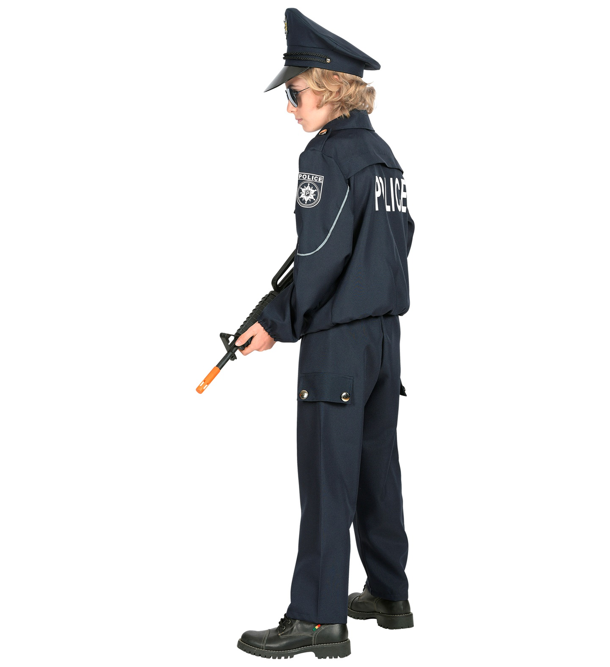 Vestito Carnevale + Accessori  Poliziotto Costume Pistola Manette Travestimento 11/13 Anni - 0446+2413d+2775p