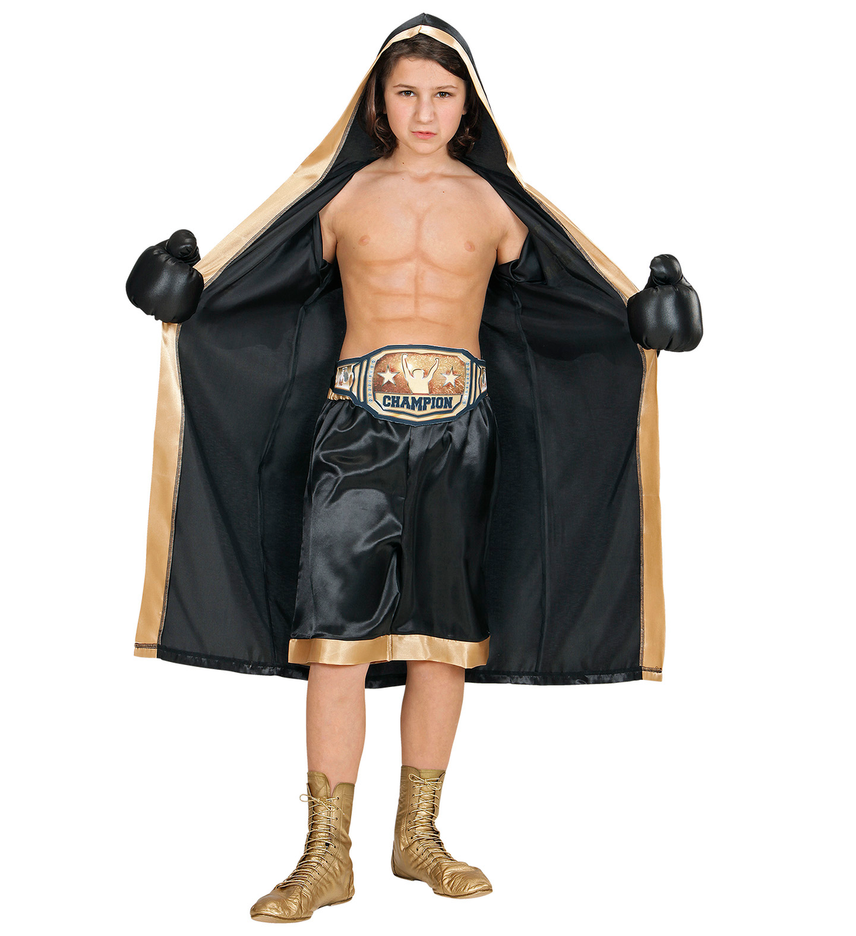 Costume Vestito Abito Travestimento Carnevale Campione Del Mondo di Pugilato Accappatoio Pantaloncini Guantoni e Cintura 8/16 Anni - 1929