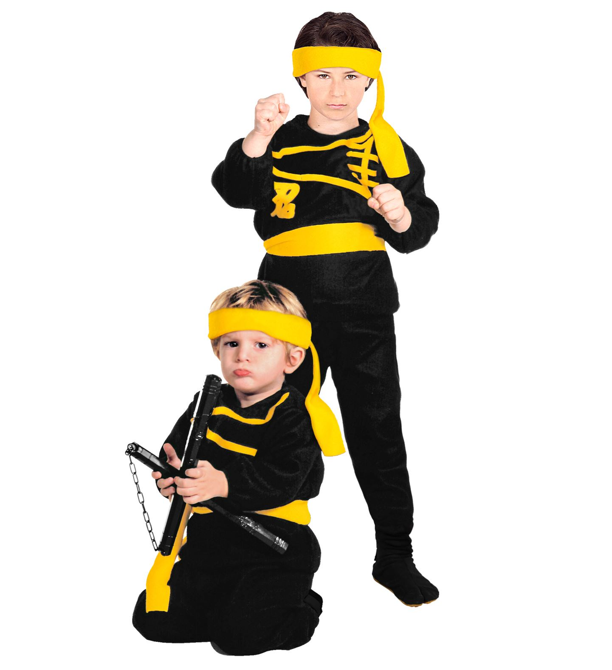 Costume Vestito Abito Travestimento Carnevale Ninja Casacca Pantaloni Cintura Fascia 2/3 Anni - 3613