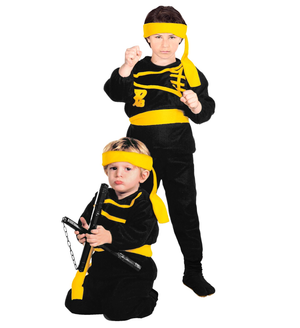 Costume Vestito Abito Travestimento Carnevale Ninja Casacca Pantaloni Cintura Fascia 2/3 Anni - 3613