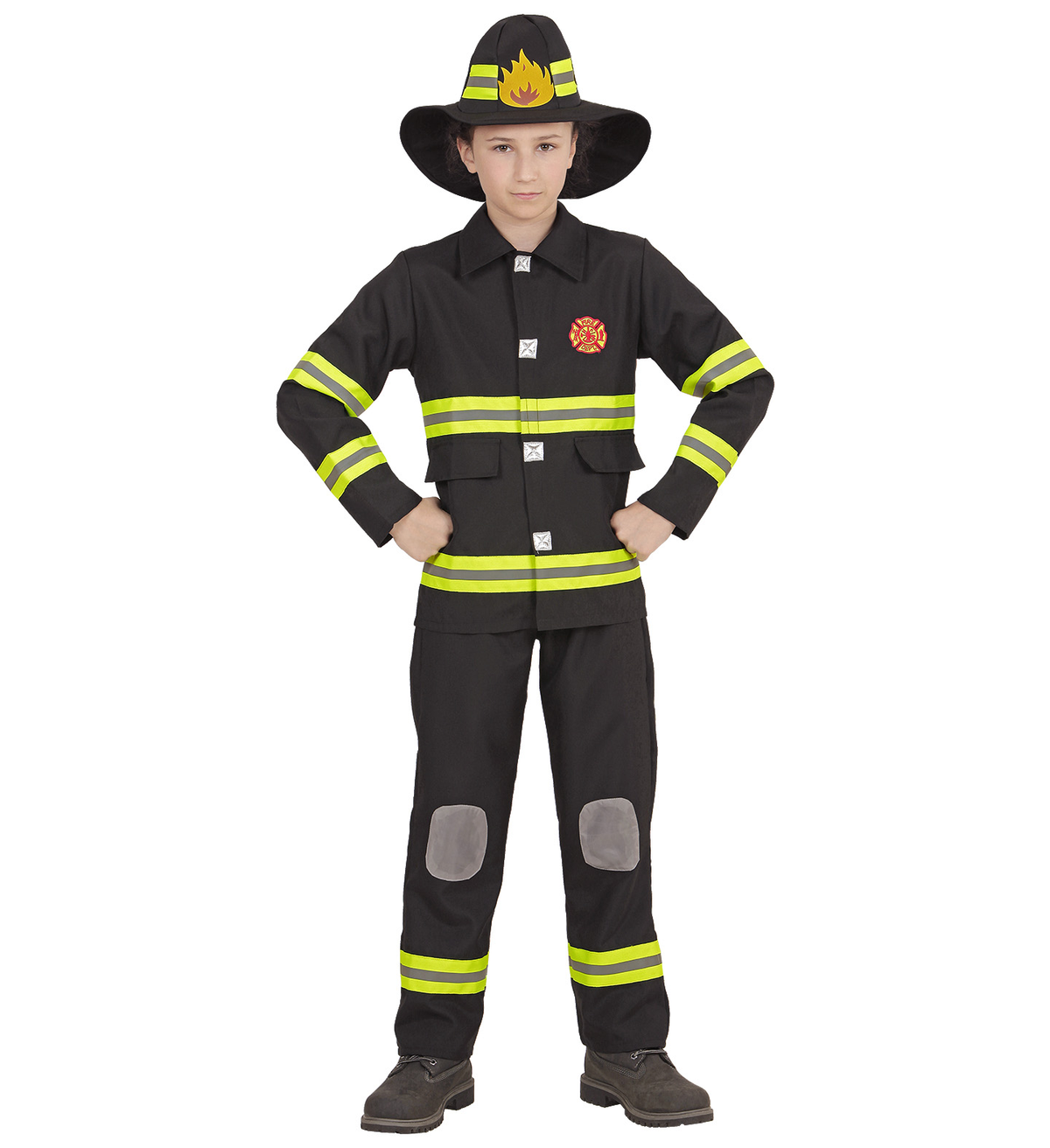 Costume Vestito Abito Travestimento Carnevale Pompiere Casacca Pantaloni Elmo 4/13 Anni - 9679
