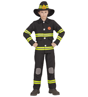 Costume Vestito Abito Travestimento Carnevale Pompiere Casacca Pantaloni Elmo 4/13 Anni - 9679