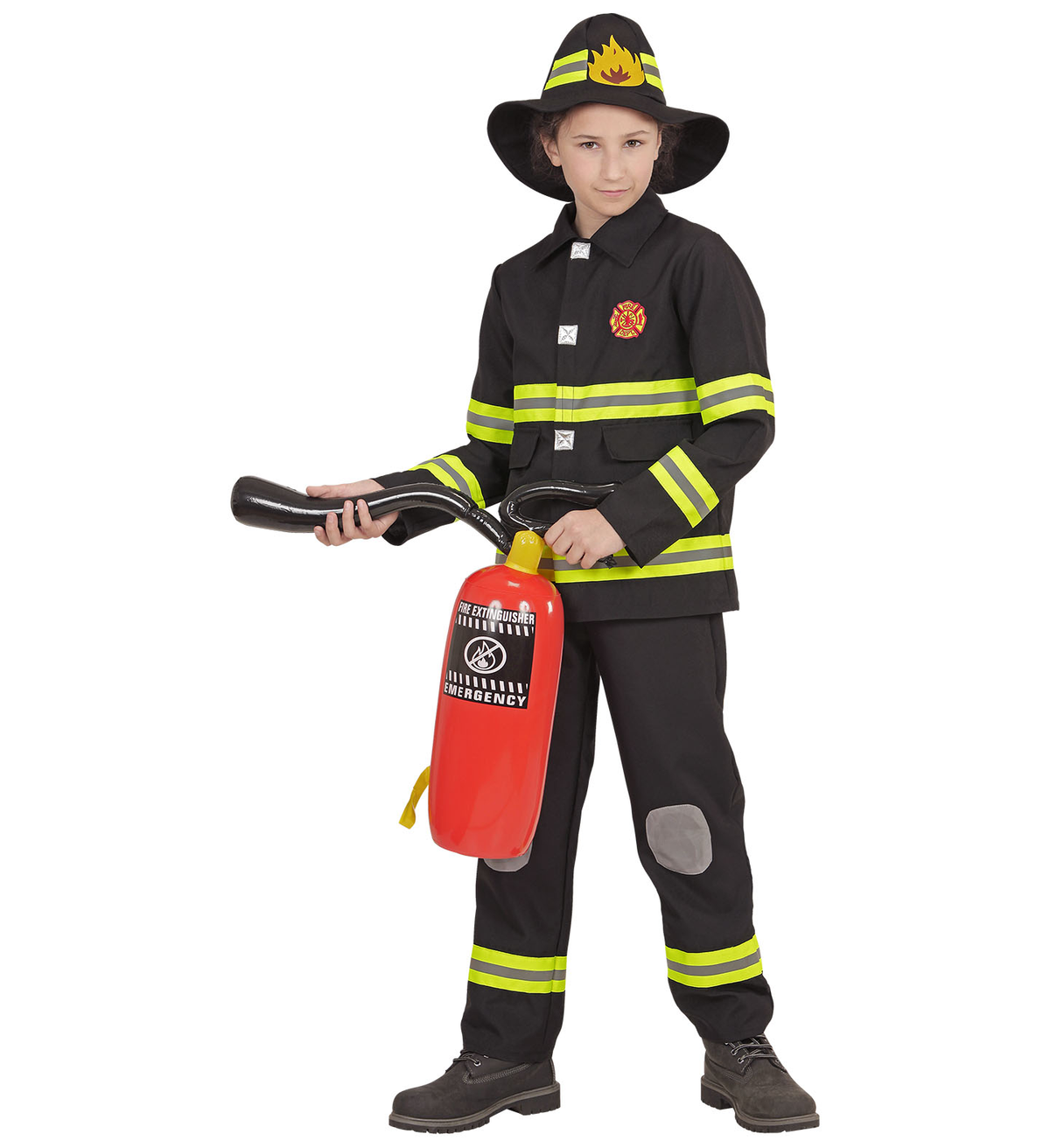 Costume Vestito Abito Travestimento Carnevale Pompiere Casacca Pantaloni Elmo 4/13 Anni - 9679