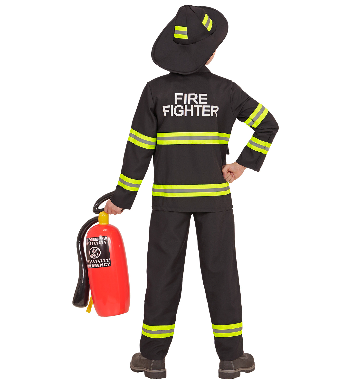 Costume Vestito Abito Travestimento Carnevale Pompiere Casacca Pantaloni Elmo 4/13 Anni - 9679