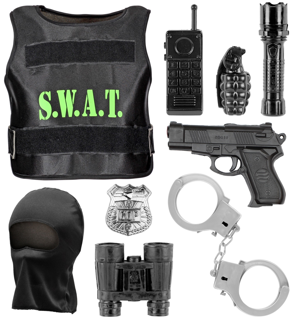 Set Travestimento Swat Accessori Vestito Travestimento Carnevale Bambino - 00323