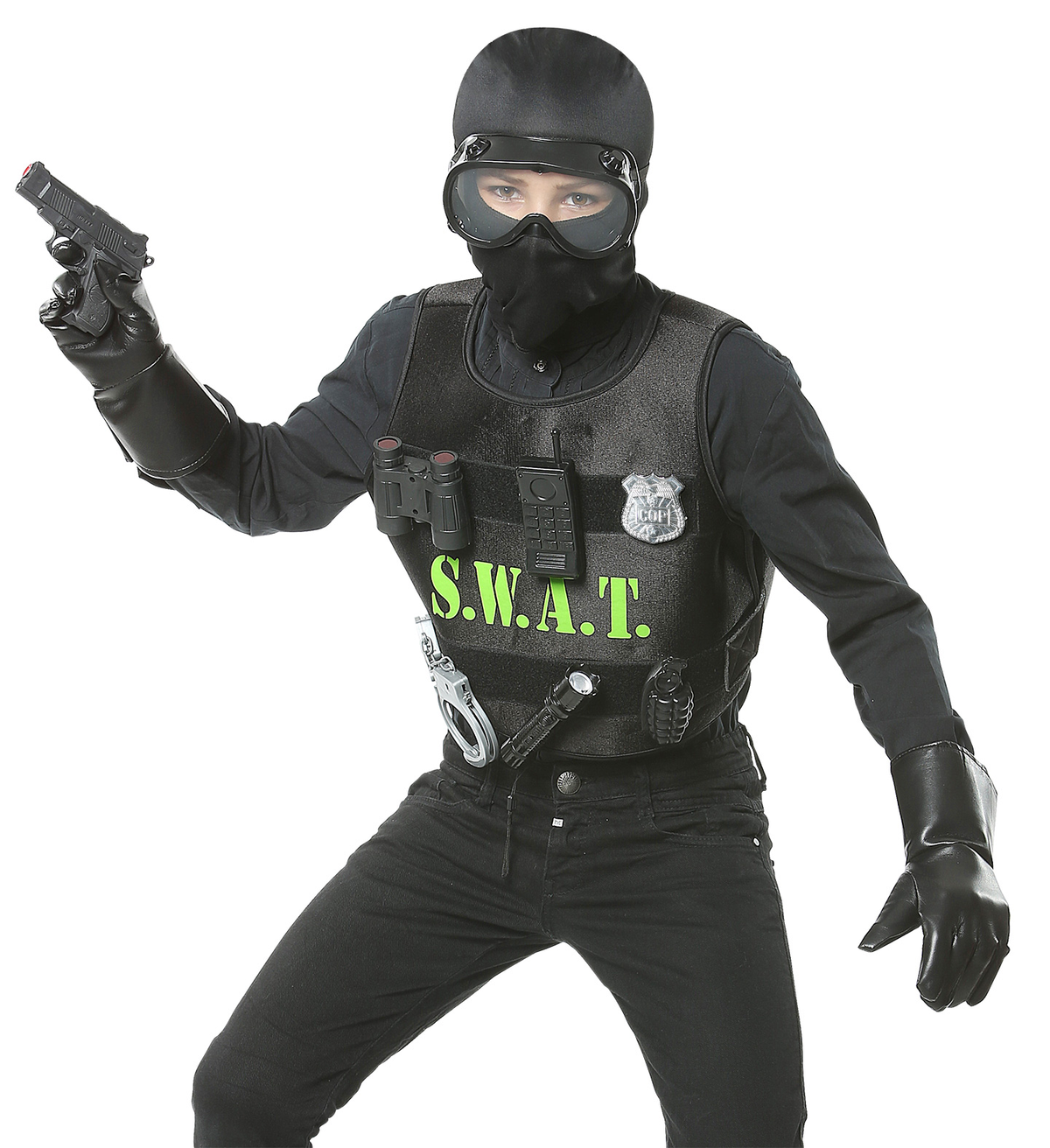 Set Travestimento Swat Accessori Vestito Travestimento Carnevale Bambino - 00323