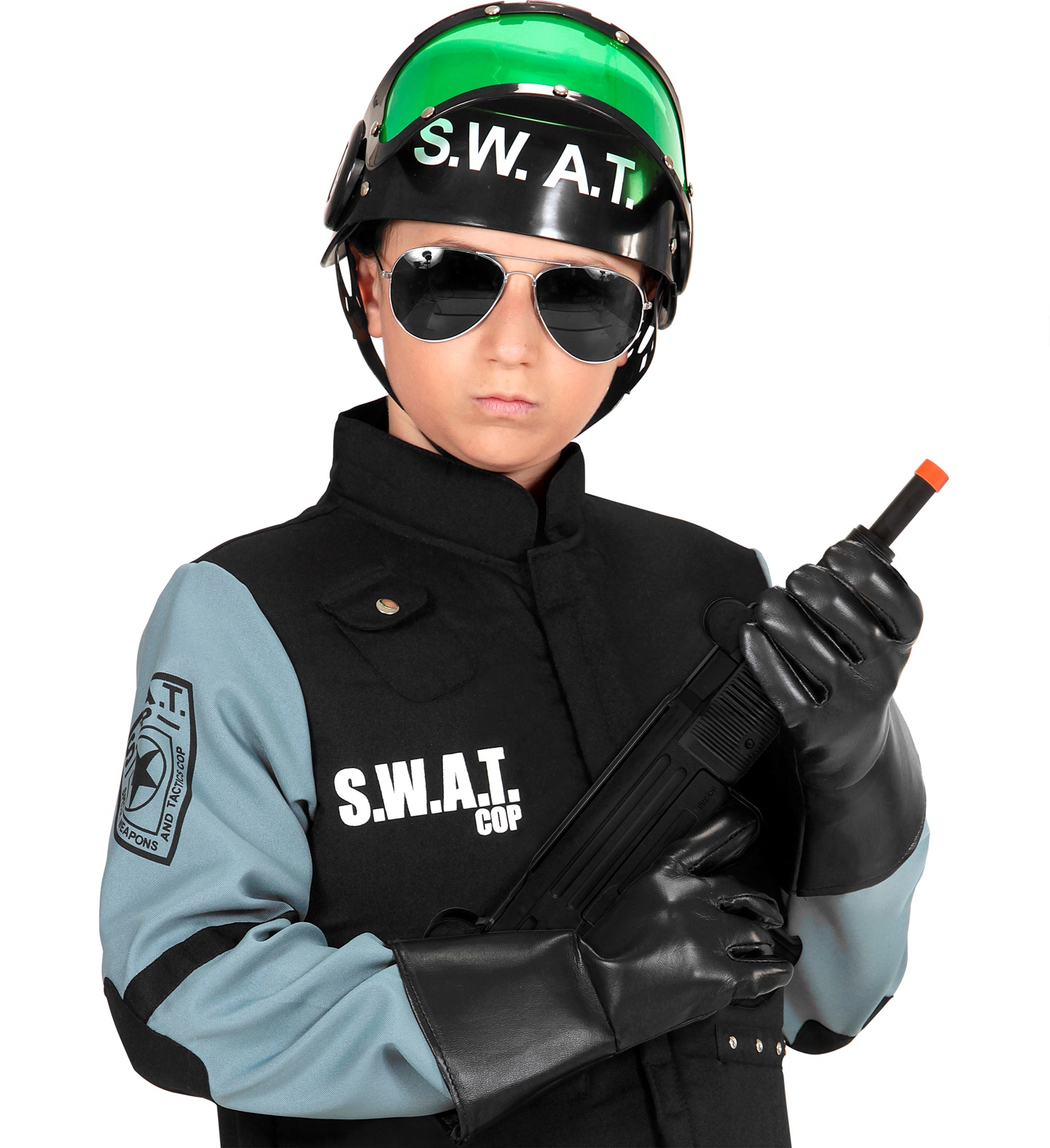 Pistola Mitragliatrice Uzi con Suono Accessori per Abito Vestito Travestimento Carnevale Bambino