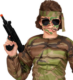 Pistola Mitragliatrice Uzi con Suono Accessori per Abito Vestito Travestimento Carnevale Bambino