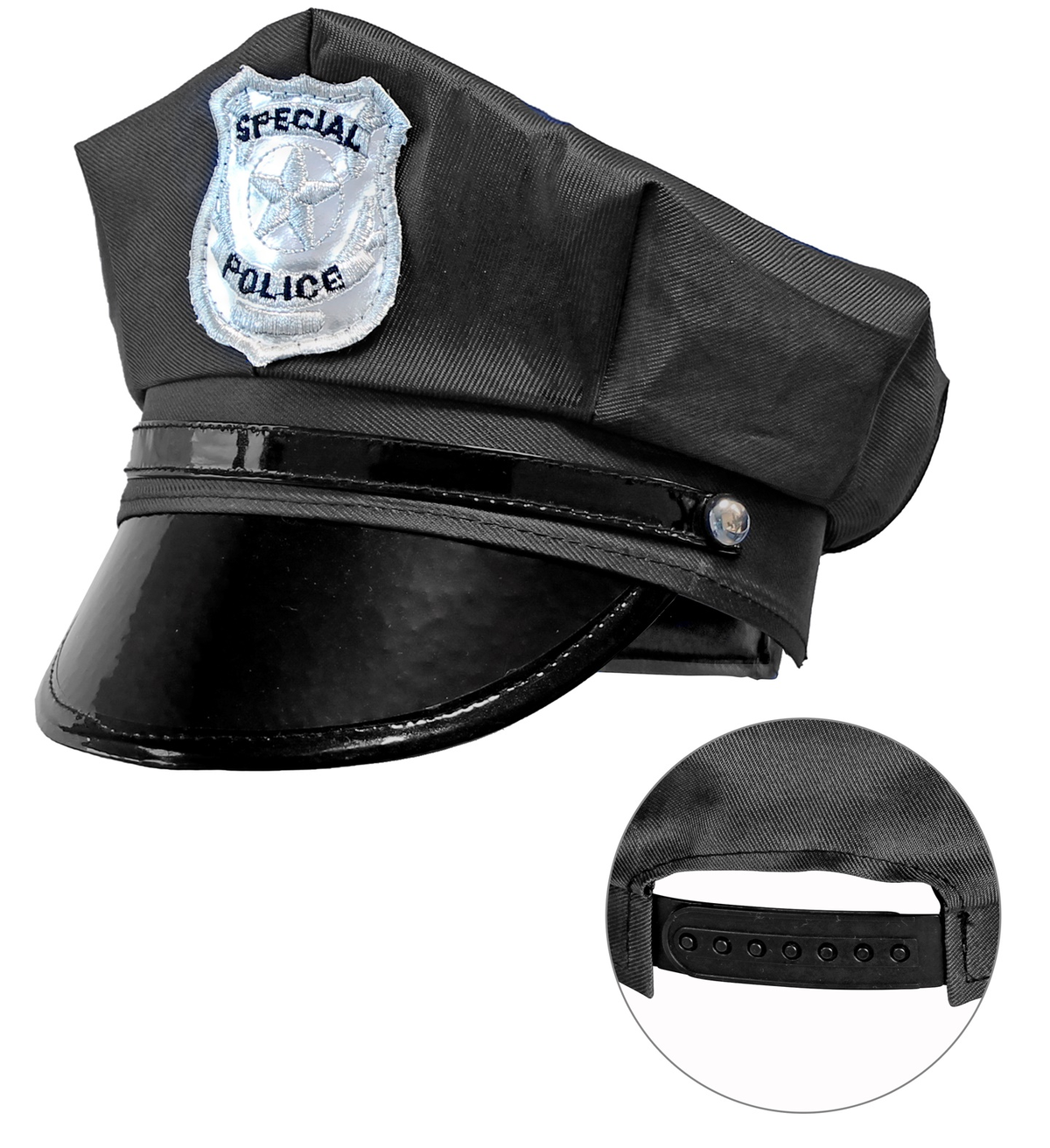 Cappello Polizia Regolabile Accessori Abito Vestito Carnevale Adulto - 03328