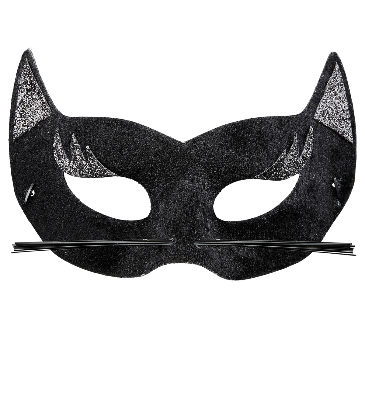 Maschera Pantera Nera in Velluto con Glitter Argento Accessori per Abito Vestito Travestimento Carnevale Bambino