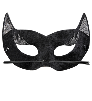 Maschera Pantera Nera in Velluto con Glitter Argento Accessori per Abito Vestito Travestimento Carnevale Bambino