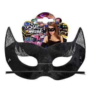 Maschera Pantera Nera in Velluto con Glitter Argento Accessori per Abito Vestito Travestimento Carnevale Bambino