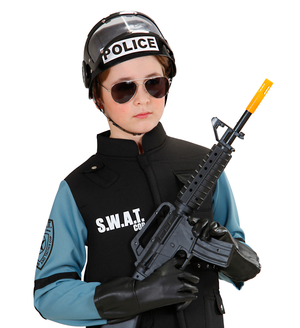 Elmo Polizia Antisommossa Accessori Abito Vestito Carnevale Bambino - 2822r