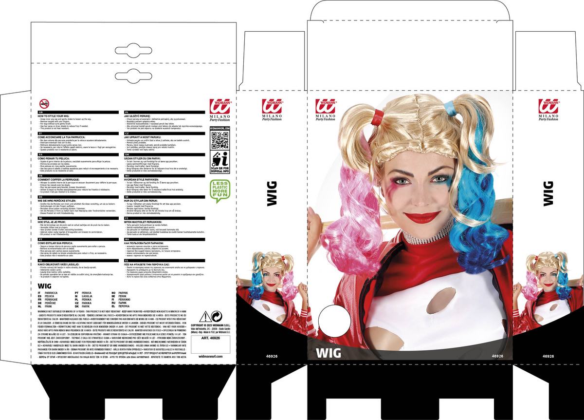 Parrucca Harley Quinn Accessori per Abito Vestito Travestimento Carnevale - 46962