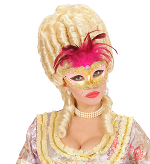 Maschera Reale Oro con Gemme Strass Glitter e Piume Accessori per Abito Vestito Travestimento Carnevale - 04698