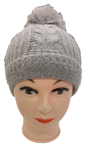 Cappello Invernale con Pon Pon Taglia Unica Bambina - M8812grigio