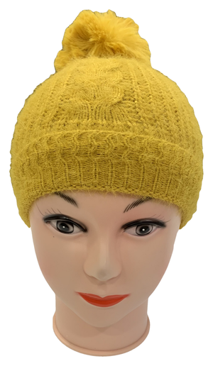 Cappello Invernale con Pon Pon Taglia Unica Bambina - M8812senape