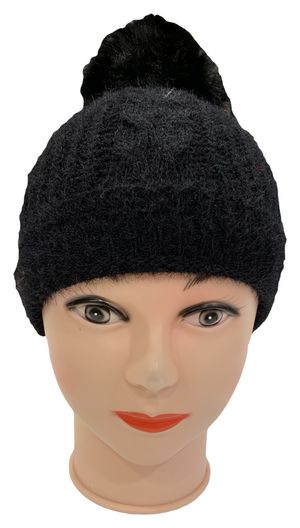 Cappello Invernale con Pon Pon Taglia Unica Bambina - M8812nero