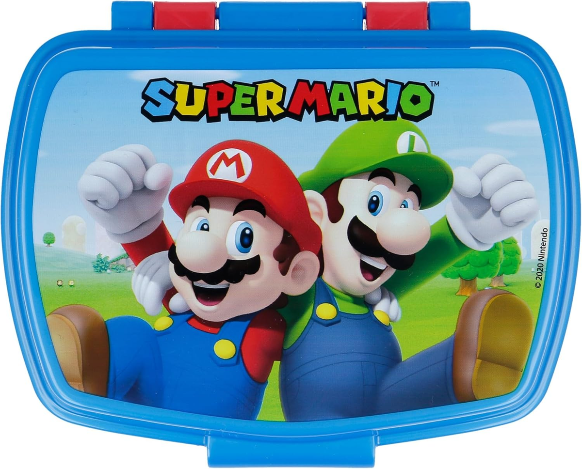 Portamerenda Super Mario Videogioco Luigi Yoshi Peach Toad Porta Pranzo Scuola Tempo Libero Cm. 17x14x6 - St21474