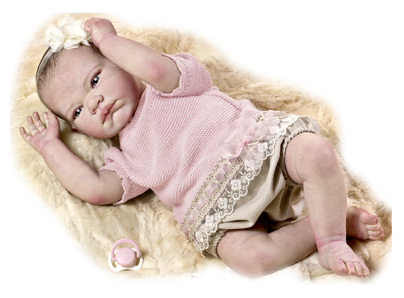 Bambola Rauber Reborn Yasmina Vestitino in Lana Ciuccio Scialle 52 CM 2.5 Kg - 5211