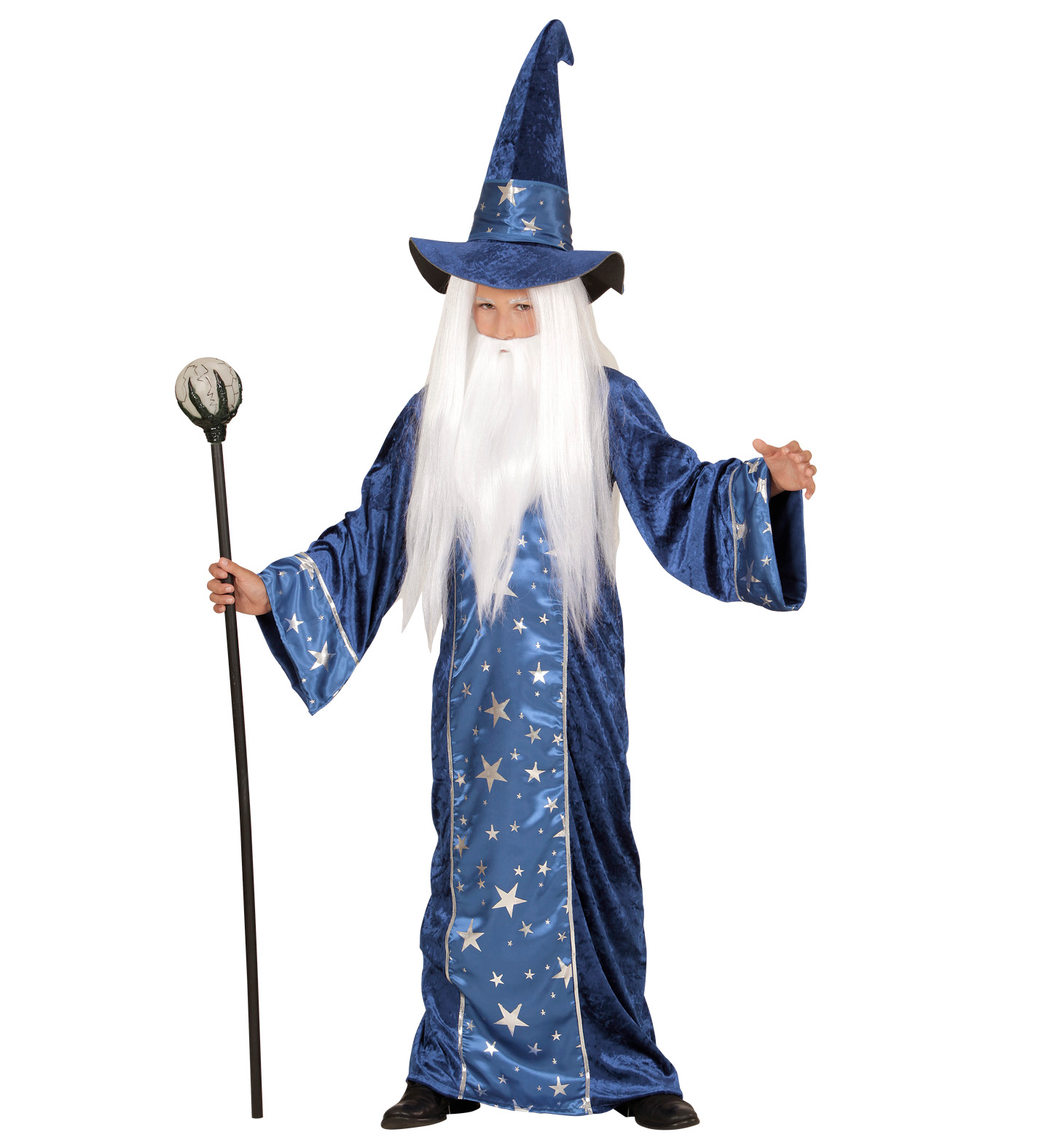 Costume Vestito Abito Travestimento Carnevale Mago Fantasy Tunica e Cappello 5/13 Anni - 1522