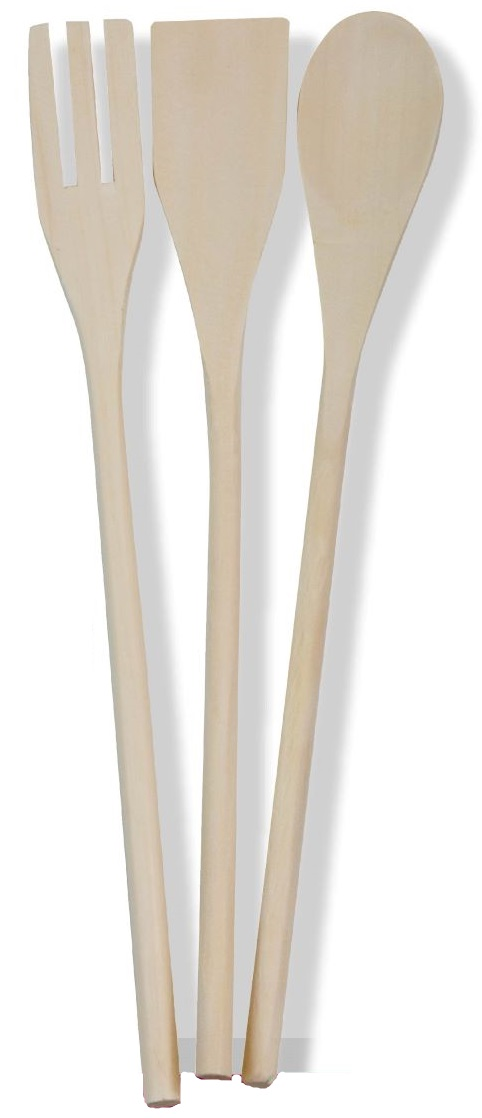 Mestoli in Legno 3 Pezzi Cucchiaio Spatola Forchetta Accessori per Abito Vestito Carnevale Bambino