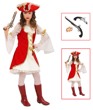 Vestito Carnevale + Accessori Capitano Pirata Vestito Cappello Pistola 11/13 Anni Travestimento - 5879+04859