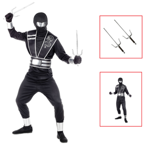 Vestito Carnevale + Accessori Mirror Ninja Costume Spada Sai 11/13 Anni Travestimento - 0011+8711s