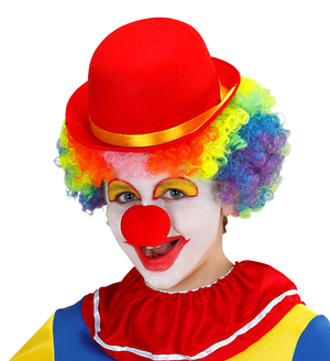 Bombetta Rossa Clown Cappello in Feltro Accessri Abito Vestito Carnevale Bambino - 32631