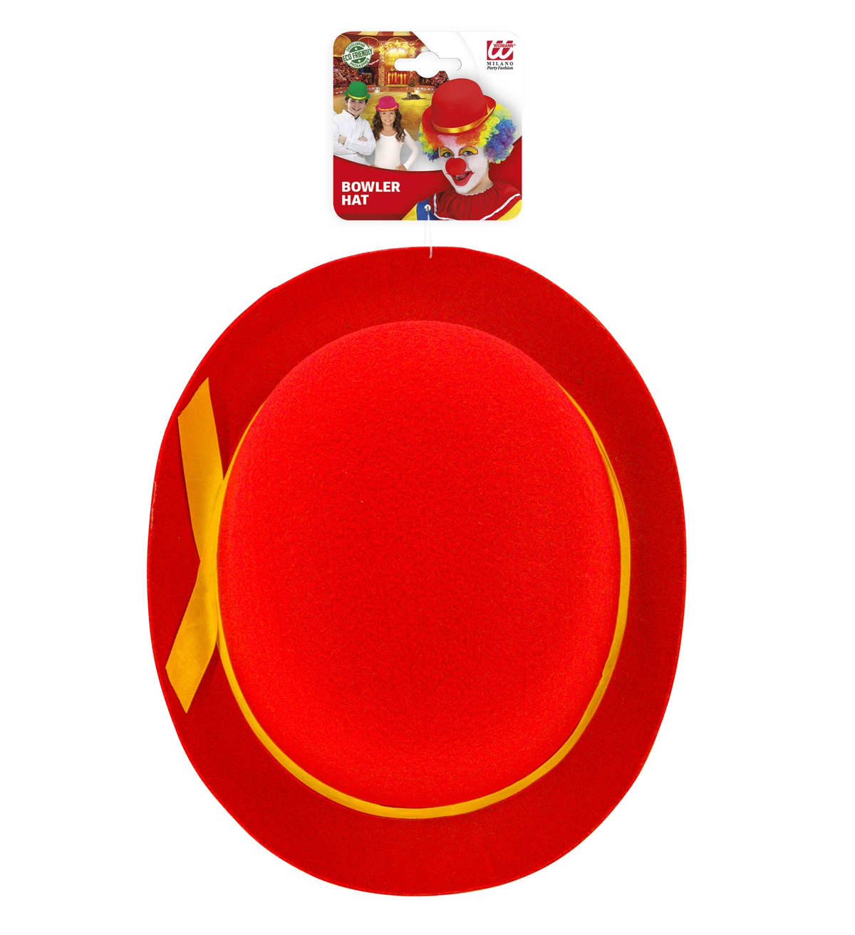 Bombetta Rossa Clown Cappello in Feltro Accessri Abito Vestito Carnevale Bambino - 32631