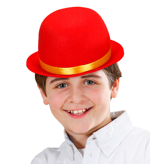 Bombetta Rossa Clown Cappello in Feltro Accessri Abito Vestito Carnevale Bambino - 32631