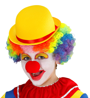 Bombetta Gialla Clown Cappello in Feltro Accessri Abito Vestito Carnevale Bambino - 32632