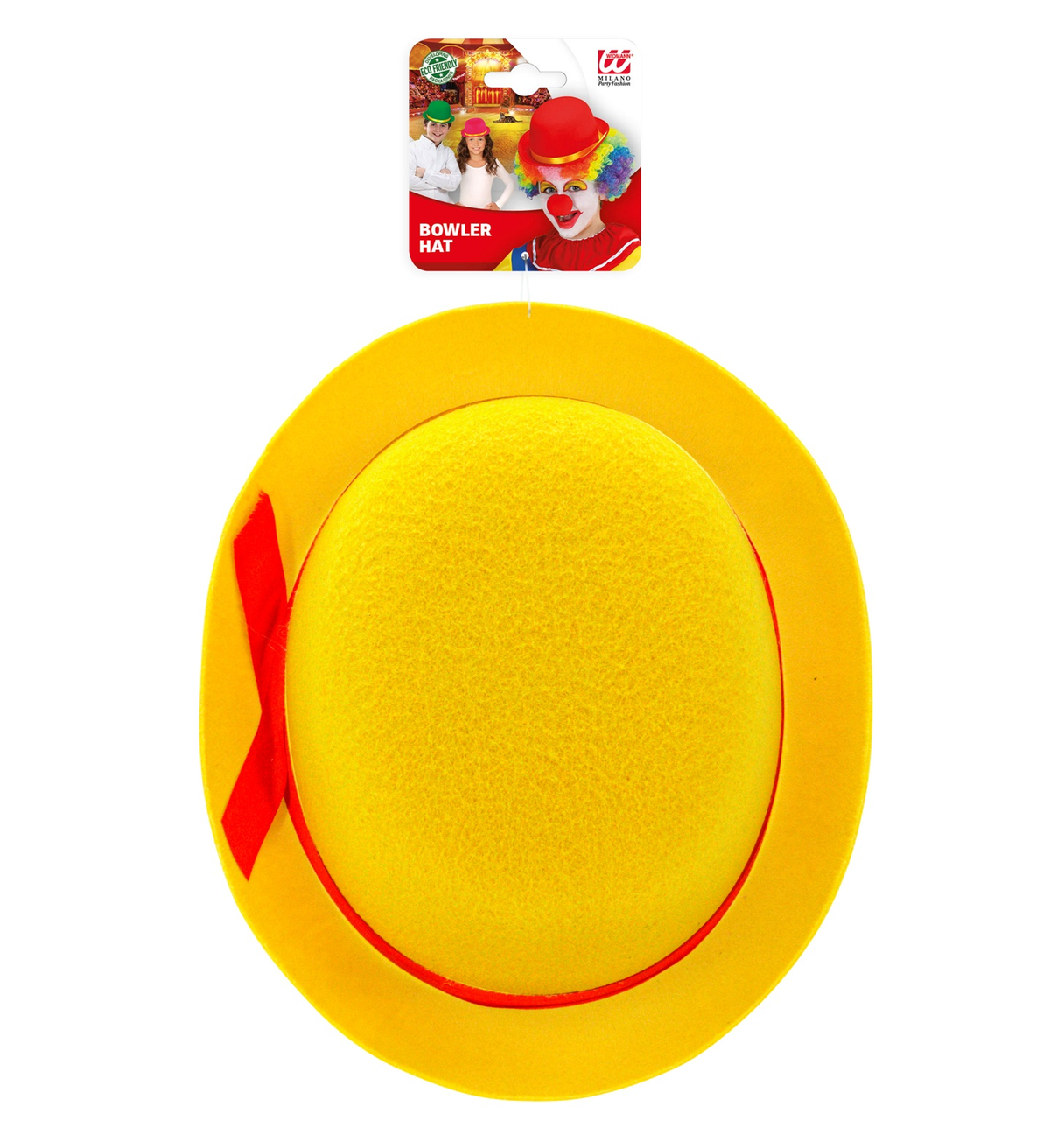 Bombetta Gialla Clown Cappello in Feltro Accessri Abito Vestito Carnevale Bambino - 32632