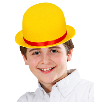 Bombetta Gialla Clown Cappello in Feltro Accessri Abito Vestito Carnevale Bambino - 32632