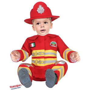 Costume Vestito Travestimento Abito Carnevale Neonato Piccolo Vigile Del Fuoco 54189
