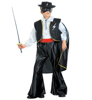 Vestito Carnevale + Accessori Zorro Bandito Mascherato Costume Cappello Fioretto 11/13 Anni Travestimento - 3867+6765z+3411z