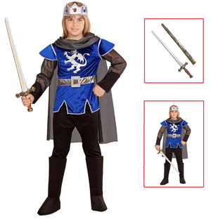 Vestito Carnevale + Accessori Re Artù Costume Spada Antica con Fodero 5/7 Anni Travestimento - 0550+86244