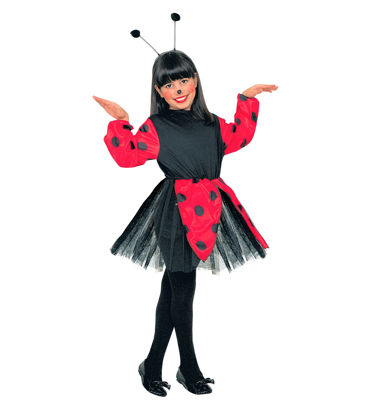 Costume Vestito Abito Travestimento Carnevale Bambina Coccinella Vestito e Antenne 5/10 Anni - 3822