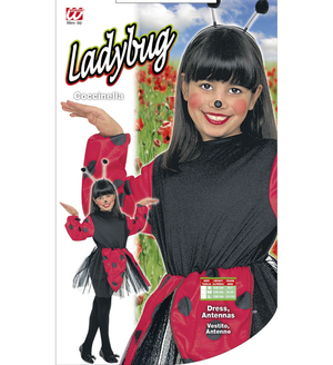 Costume Vestito Abito Travestimento Carnevale Bambina Coccinella Vestito e Antenne 5/10 Anni - 3822