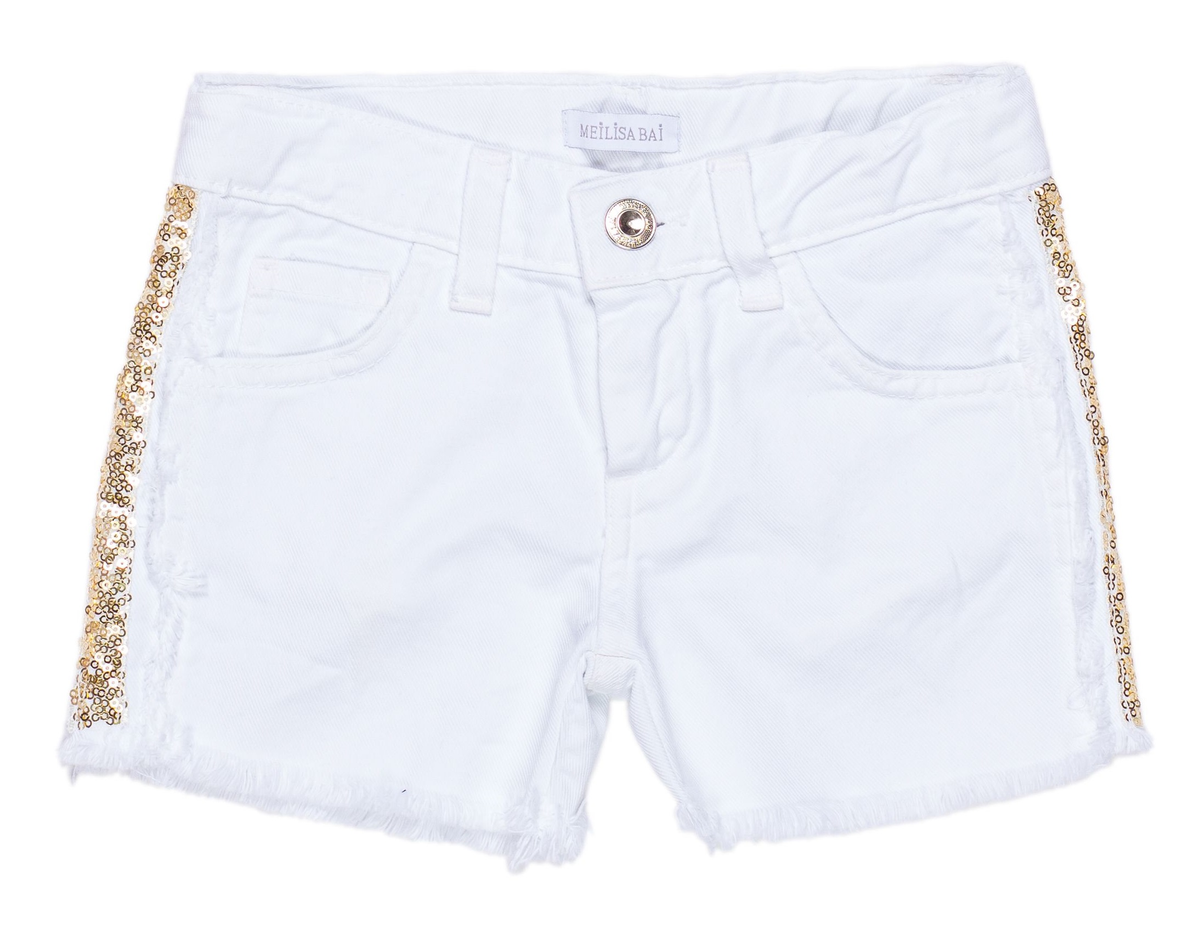 Short Meilisa Bai Pantalone Corto in Jeans con Paillettes Bambina Ragazza Taglie 8/16 Anni - Fl3711