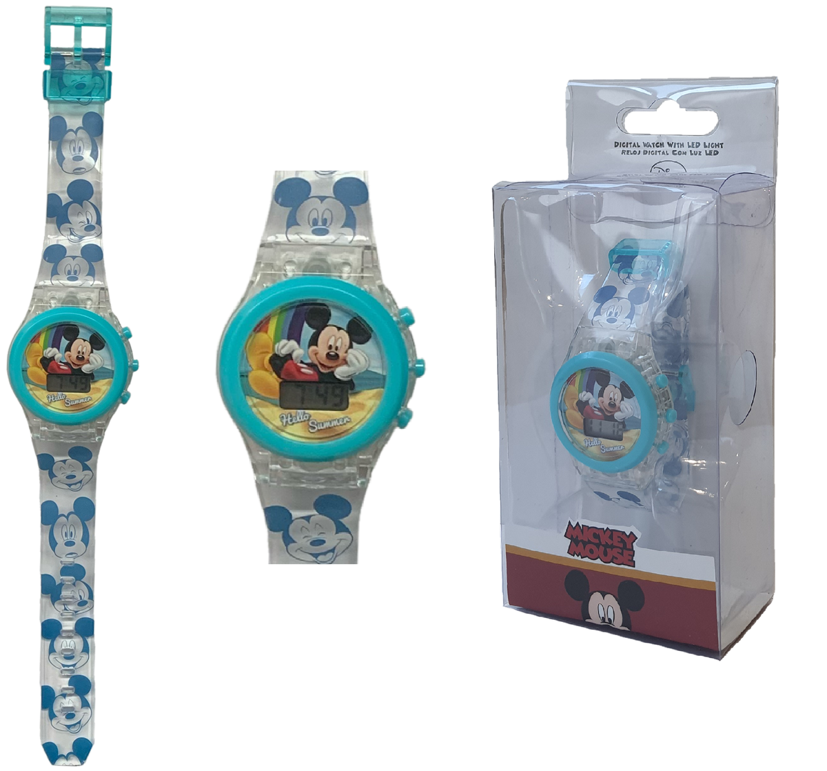 Orologio da Polso Digitale Mickey Mouse DISNEY Topolino con LED in Confezione Regalo - Wd20368