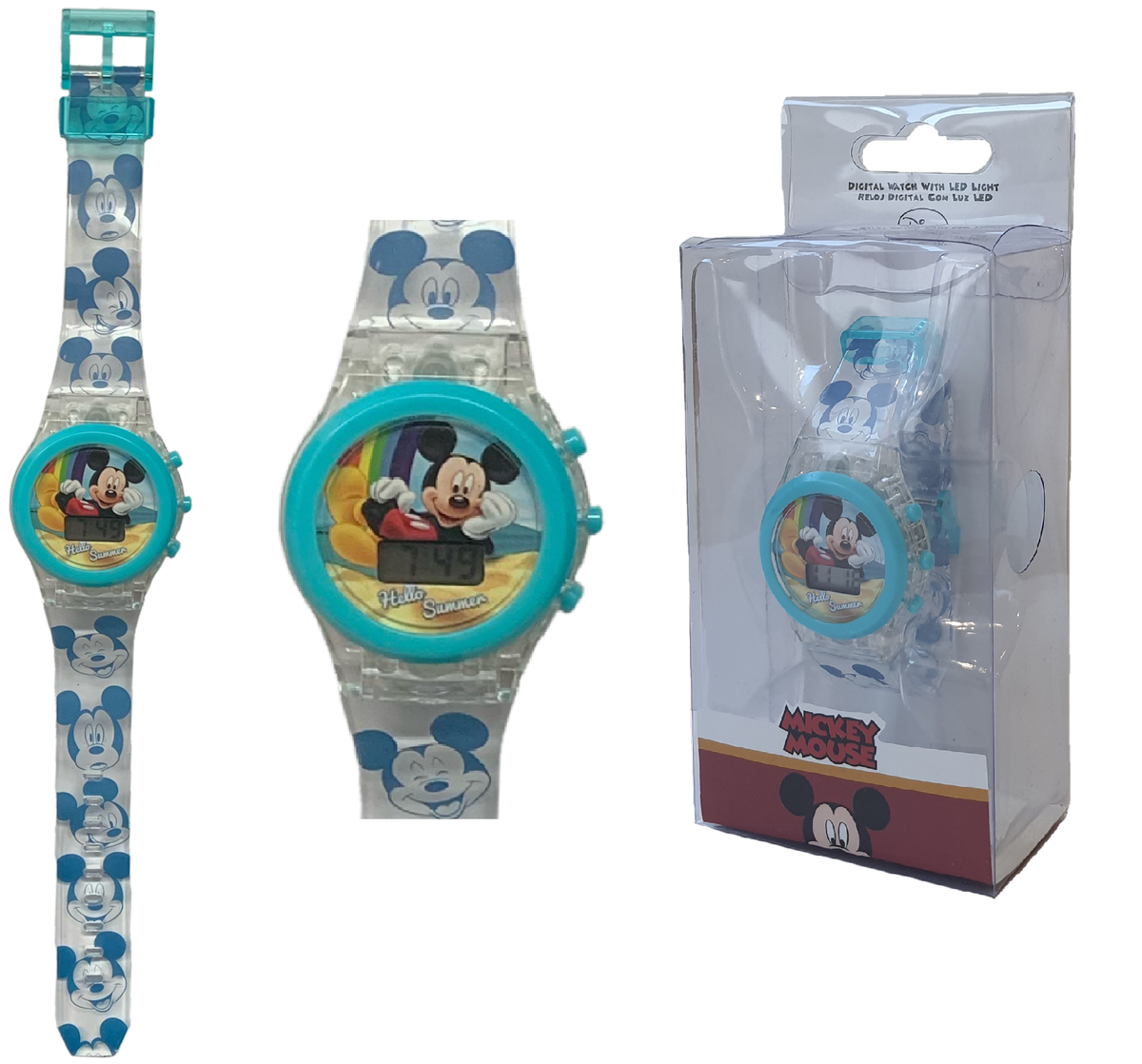 Orologio da Polso Digitale Mickey Mouse DISNEY Topolino con LED in Confezione Regalo - Wd20368