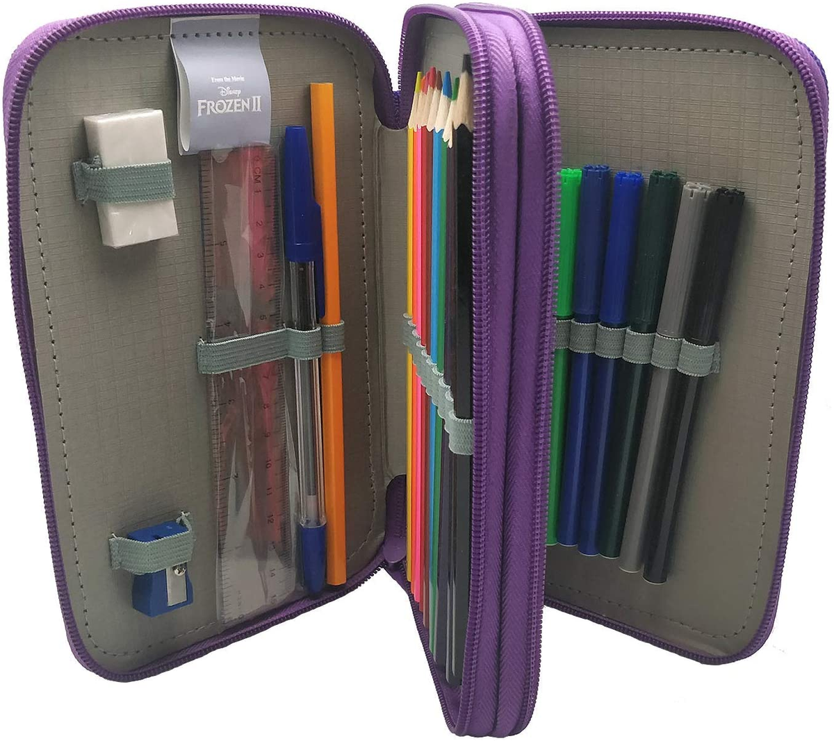 Astuccio Scuola Frozen Ii DISNEY Elsa Anna Olaf Multiscomparto 2 Zip Portacolori - Wd21132
