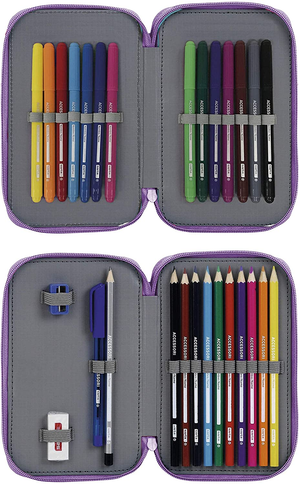 Astuccio Scuola Frozen Ii DISNEY Elsa Anna Olaf Multiscomparto 2 Zip Portacolori - Wd21132