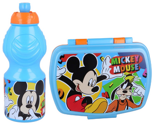 Set Borraccia + Portamerenda Mickey Mouse DISNEY Topolino Pippo Pluto Paperino Plastica Bpa Free Ml. 400 - Mickey21/2pz