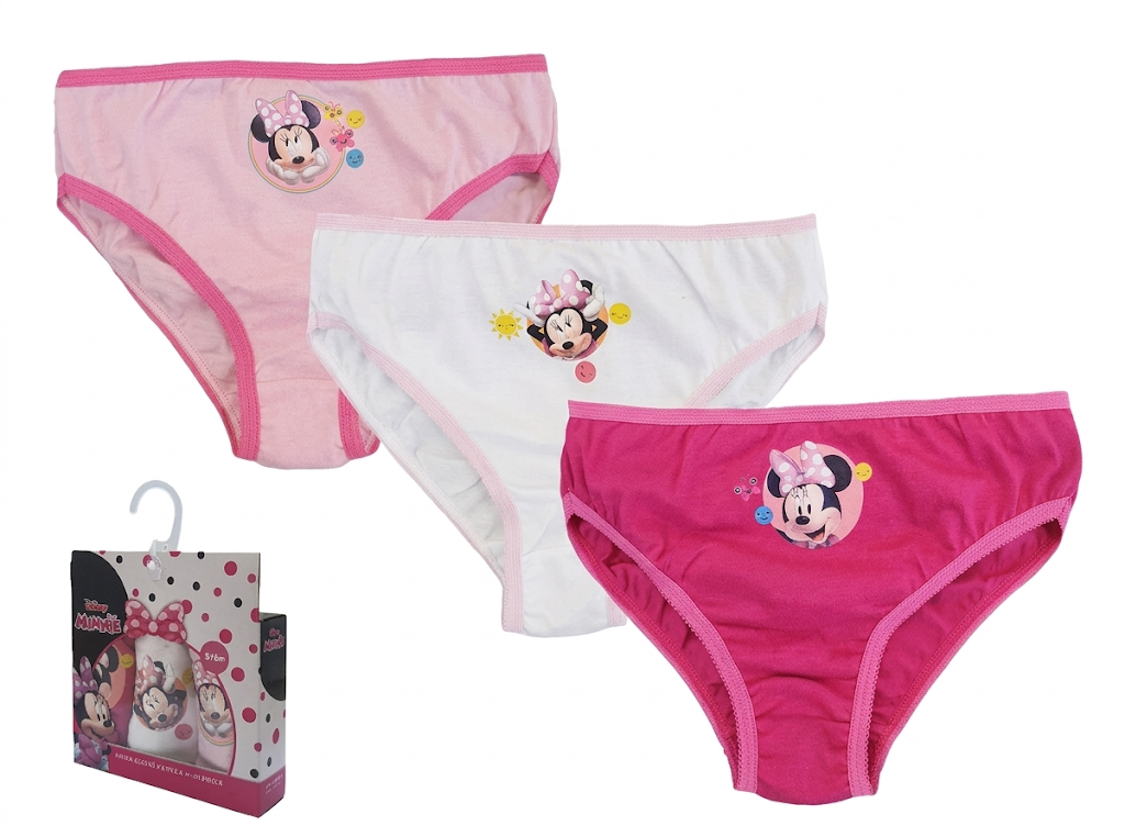 Set 3 Mutandine Minnie Mouse DISNEY Slip 100% Cotone 3/8 Anni Bambina - Min1497