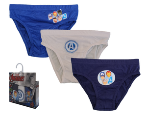 Set 3 Mutandine Avengers MARVEL Thor Iron Man Capitan America Hulk Slip 100% Cotone 3/8 Anni Bambino- Av1513
