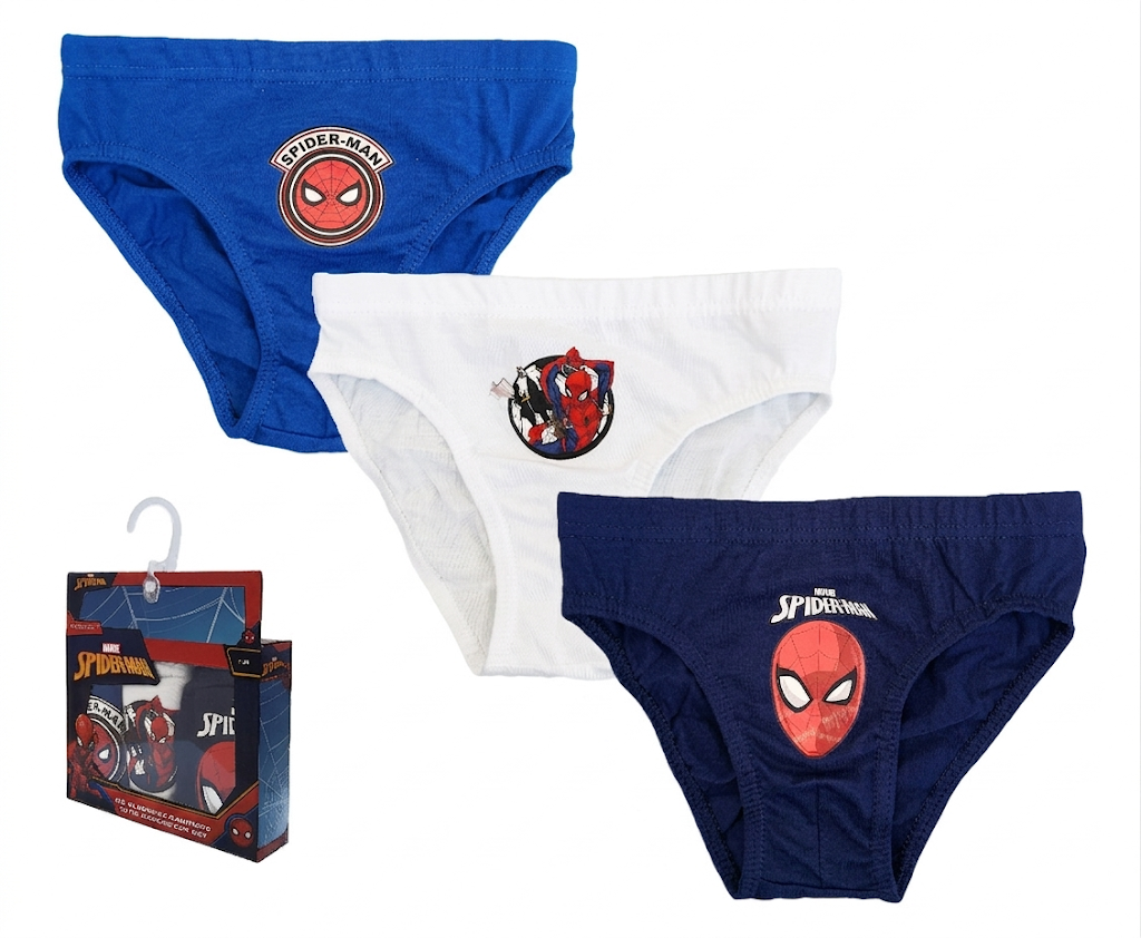 Set 3 Mutandine Spiderman MARVEL Slip 100% Cotone 3/8 Anni Bambino - Sp1503